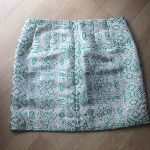 J. Crew Patterned Green and Gold Skirt - Picture 2 of 4